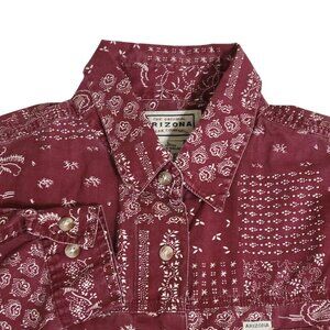 Vintage Arizona Jean Co. Mens L Bandana Western Long Sleeve Button-Up Shirt